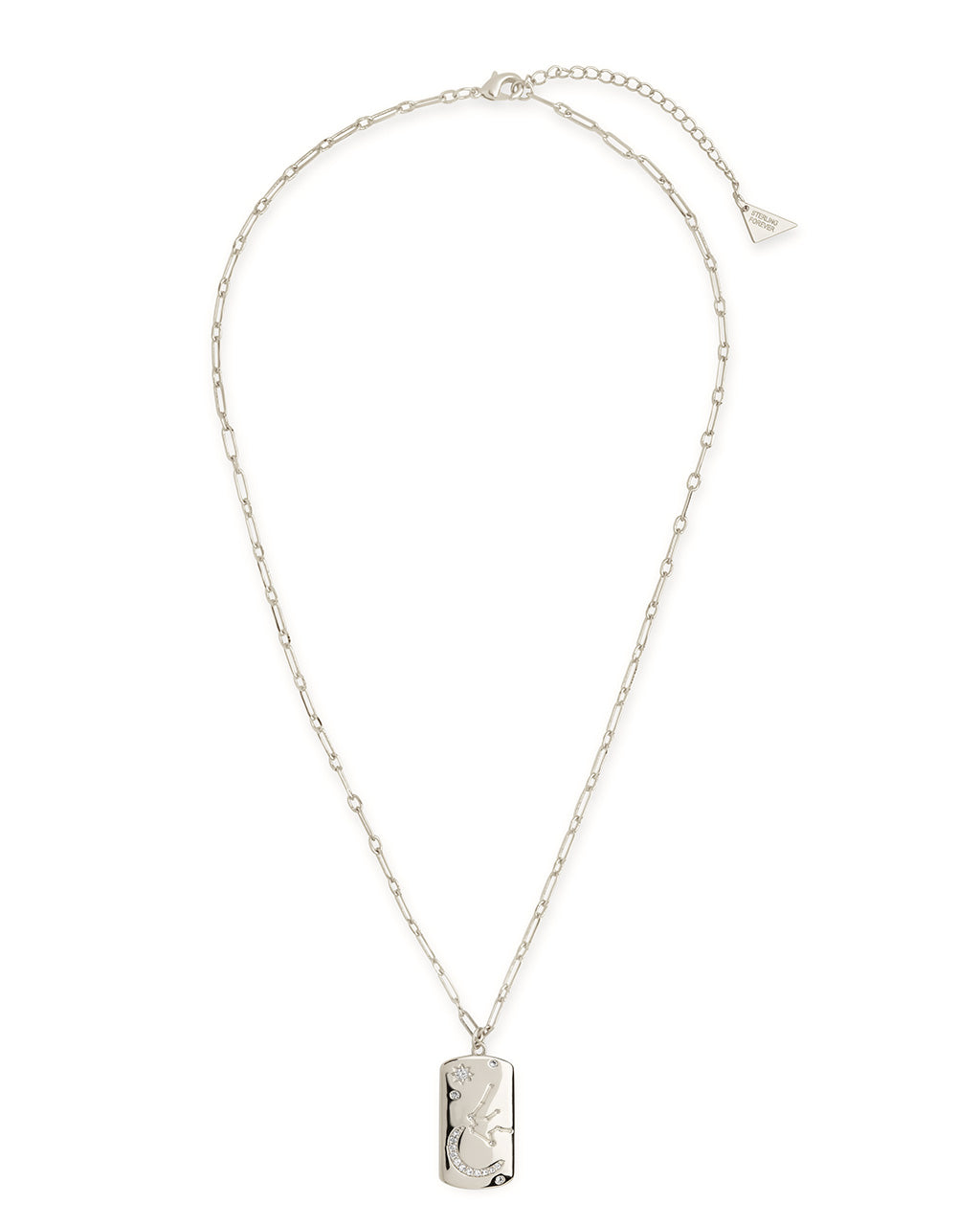 CZ Constellation Dog Tag Pendant Necklace by Sterling Forever