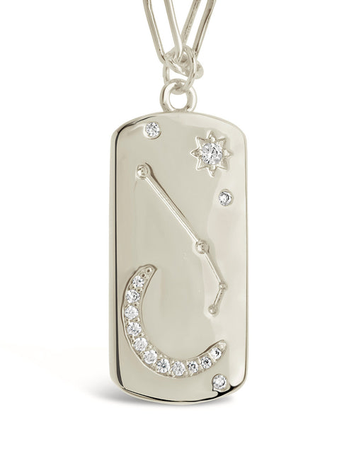 Load image into Gallery viewer, CZ Constellation Dog Tag Pendant Necklace by Sterling Forever
