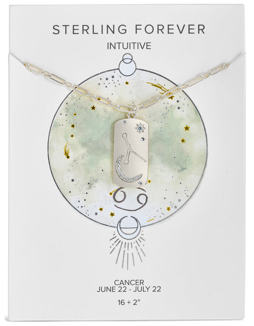 Load image into Gallery viewer, CZ Constellation Dog Tag Pendant Necklace by Sterling Forever
