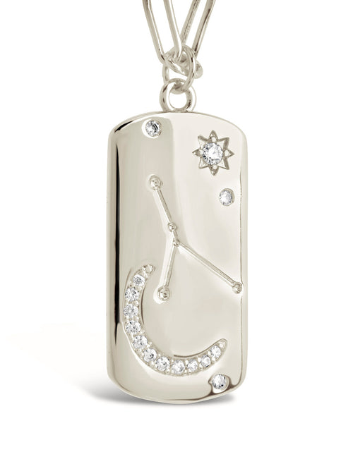 Load image into Gallery viewer, CZ Constellation Dog Tag Pendant Necklace by Sterling Forever
