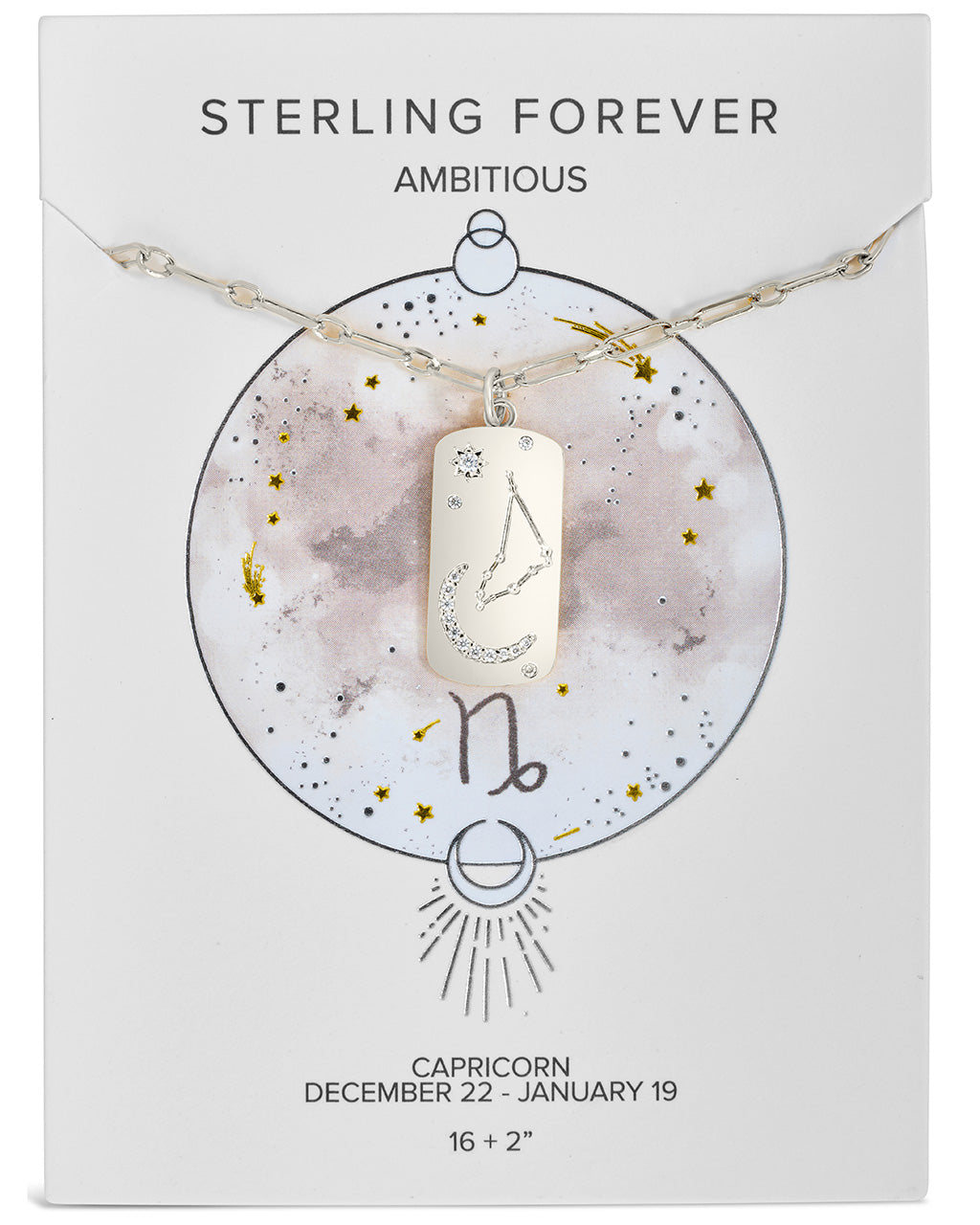CZ Constellation Dog Tag Pendant Necklace by Sterling Forever
