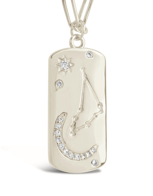 Load image into Gallery viewer, CZ Constellation Dog Tag Pendant Necklace by Sterling Forever
