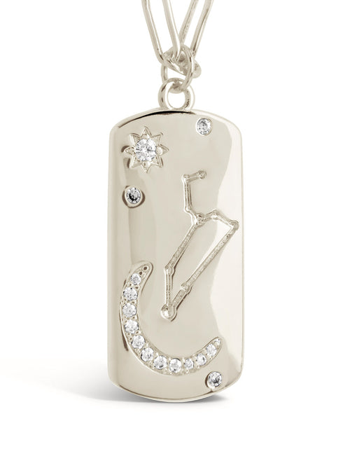 Load image into Gallery viewer, CZ Constellation Dog Tag Pendant Necklace by Sterling Forever
