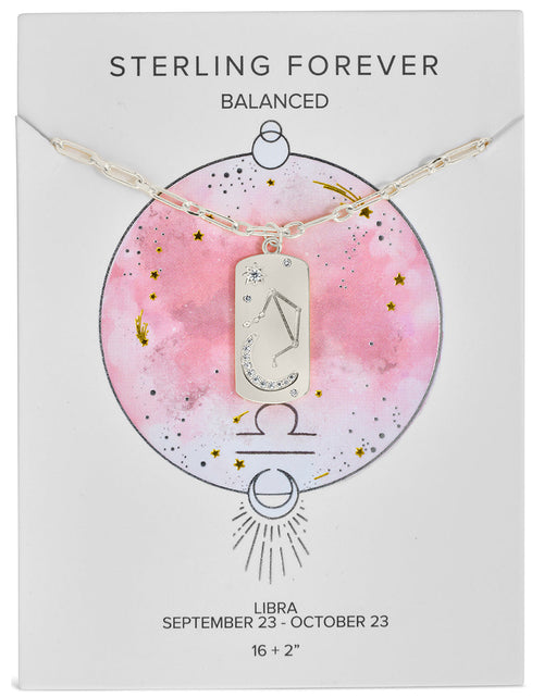 Load image into Gallery viewer, CZ Constellation Dog Tag Pendant Necklace by Sterling Forever
