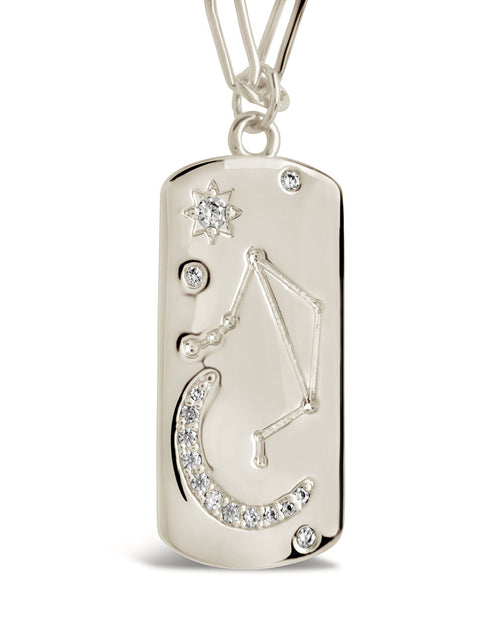 Load image into Gallery viewer, CZ Constellation Dog Tag Pendant Necklace by Sterling Forever
