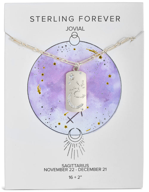 Load image into Gallery viewer, CZ Constellation Dog Tag Pendant Necklace by Sterling Forever
