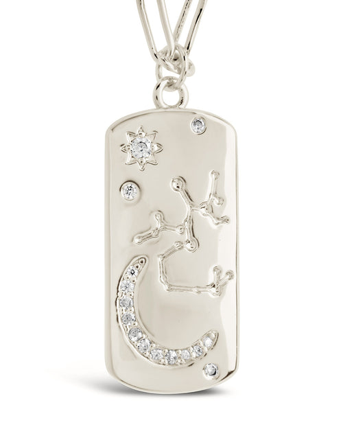 Load image into Gallery viewer, CZ Constellation Dog Tag Pendant Necklace by Sterling Forever
