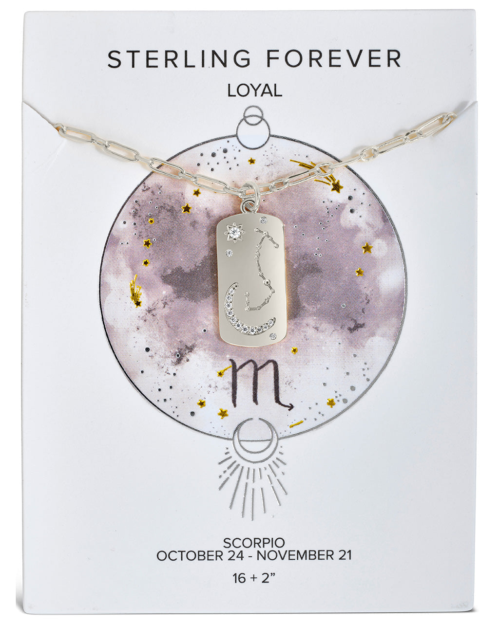 CZ Constellation Dog Tag Pendant Necklace by Sterling Forever
