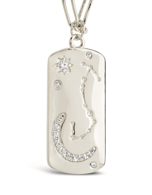 Load image into Gallery viewer, CZ Constellation Dog Tag Pendant Necklace by Sterling Forever
