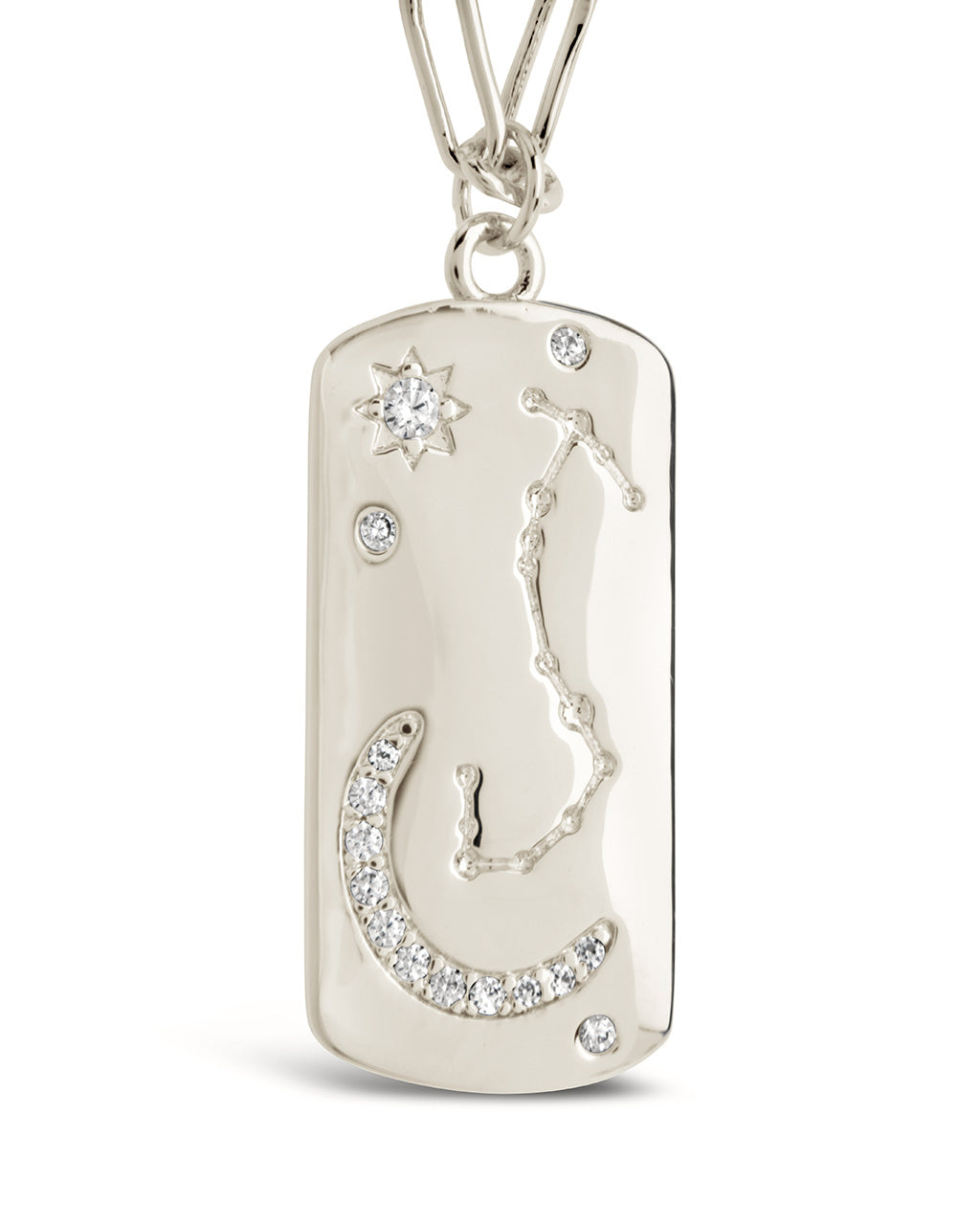 CZ Constellation Dog Tag Pendant Necklace by Sterling Forever
