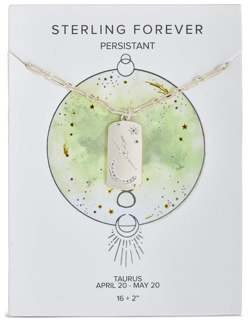 Load image into Gallery viewer, CZ Constellation Dog Tag Pendant Necklace by Sterling Forever

