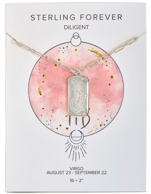 Load image into Gallery viewer, CZ Constellation Dog Tag Pendant Necklace by Sterling Forever
