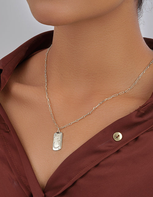Load image into Gallery viewer, CZ Constellation Dog Tag Pendant Necklace by Sterling Forever
