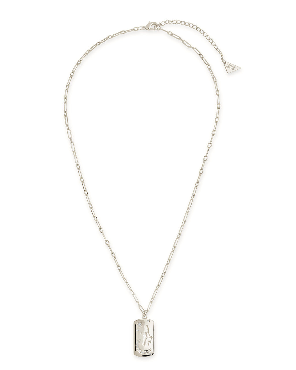 CZ Constellation Dog Tag Pendant Necklace by Sterling Forever