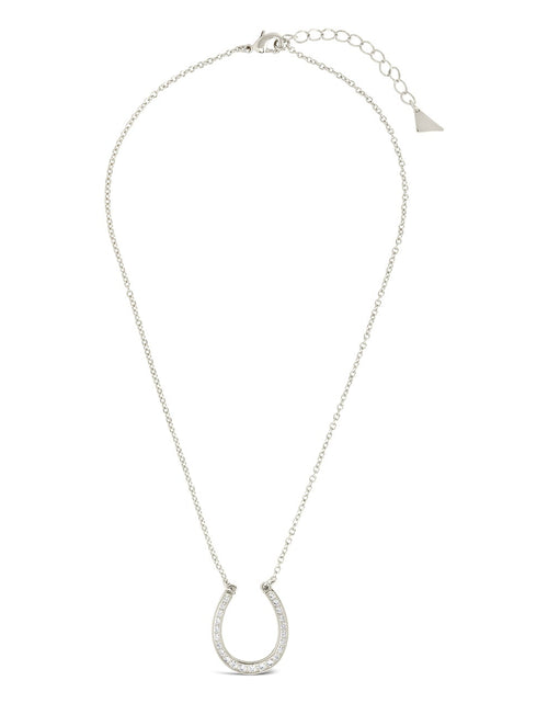Load image into Gallery viewer, CZ Horseshoe Pendant Necklace by Sterling Forever
