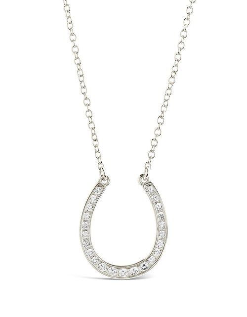 Load image into Gallery viewer, CZ Horseshoe Pendant Necklace by Sterling Forever
