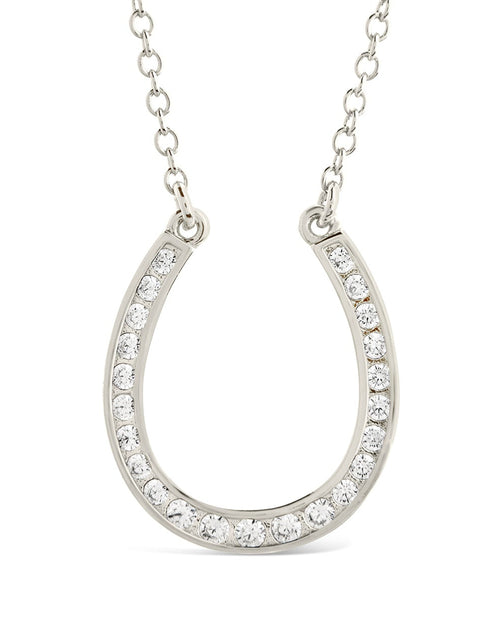 Load image into Gallery viewer, CZ Horseshoe Pendant Necklace by Sterling Forever
