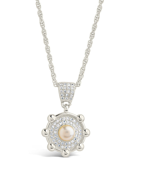 Load image into Gallery viewer, Etta CZ &amp; Pearl Pendant Necklace by Sterling Forever
