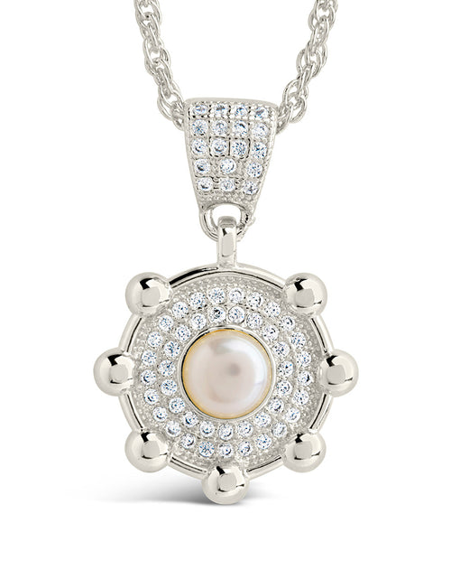 Load image into Gallery viewer, Etta CZ &amp; Pearl Pendant Necklace by Sterling Forever
