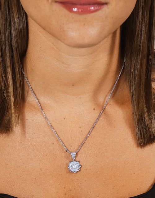 Load image into Gallery viewer, Etta CZ &amp; Pearl Pendant Necklace by Sterling Forever
