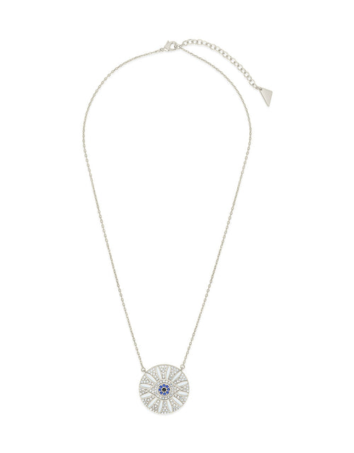 Load image into Gallery viewer, CZ Evil Eye &amp; Enamel Petal Pendant Necklace by Sterling Forever
