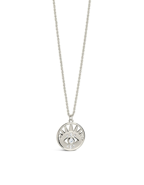 Load image into Gallery viewer, Mahana CZ Evil Eye Disk Necklace by Sterling Forever
