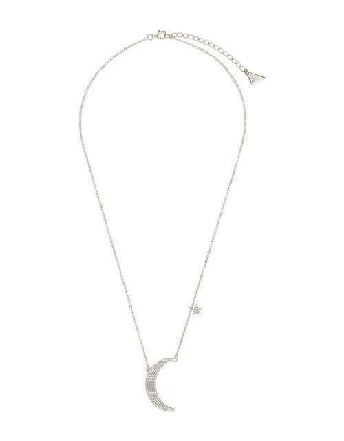 Load image into Gallery viewer, Sterling Silver CZ Crescent &amp; Star Charm Necklace by Sterling Forever
