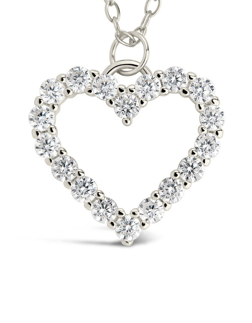 Load image into Gallery viewer, Sterling Silver Cubic Zirconia Outline Heart Pendant Necklace by Sterling Forever
