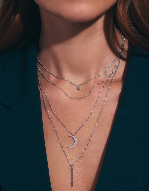 Load image into Gallery viewer, Crescent &amp; Bar Multi Layer Necklace by Sterling Forever
