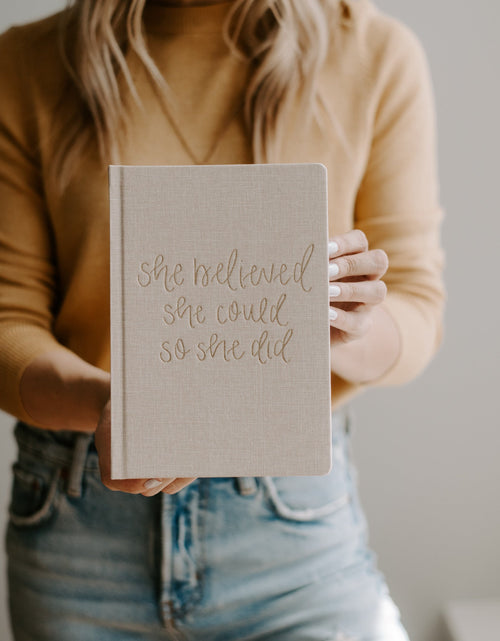 Load image into Gallery viewer, She Believed She Could Fabric Journal by Sweet Water Decor
