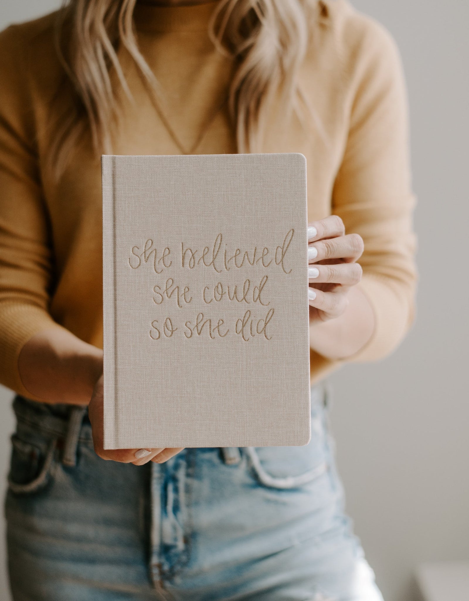 She Believed She Could Fabric Journal by Sweet Water Decor