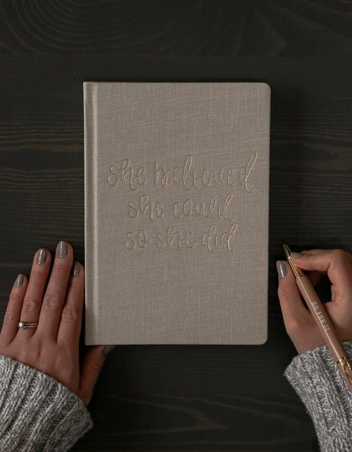 Load image into Gallery viewer, She Believed She Could Fabric Journal by Sweet Water Decor
