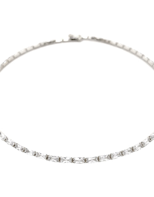 Load image into Gallery viewer, Baguette Choker Necklace WG by Jennifer Miller Jewelry
