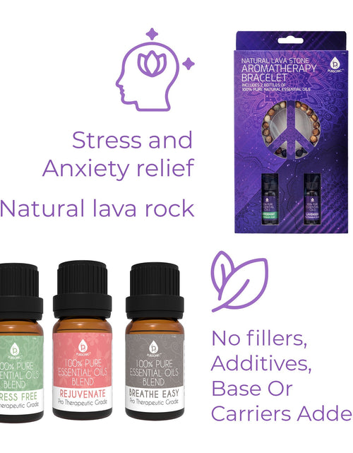 Load image into Gallery viewer, Pursonic Aromatherapy Bliss Bundle: Lava Stone Bracelet + Pure Essential Oils. by Pursonic
