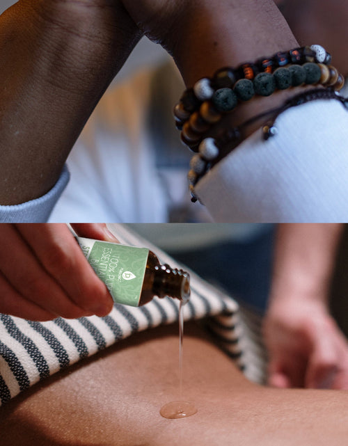 Load image into Gallery viewer, Pursonic Aromatherapy Bliss Bundle: Lava Stone Bracelet + Pure Essential Oils. by Pursonic
