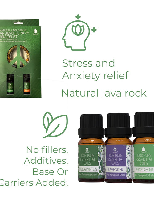 Load image into Gallery viewer, Pursonic Aromatherapy Bliss Set: Lava Stone Bracelet with 100% Pure Essential Oils by Pursonic
