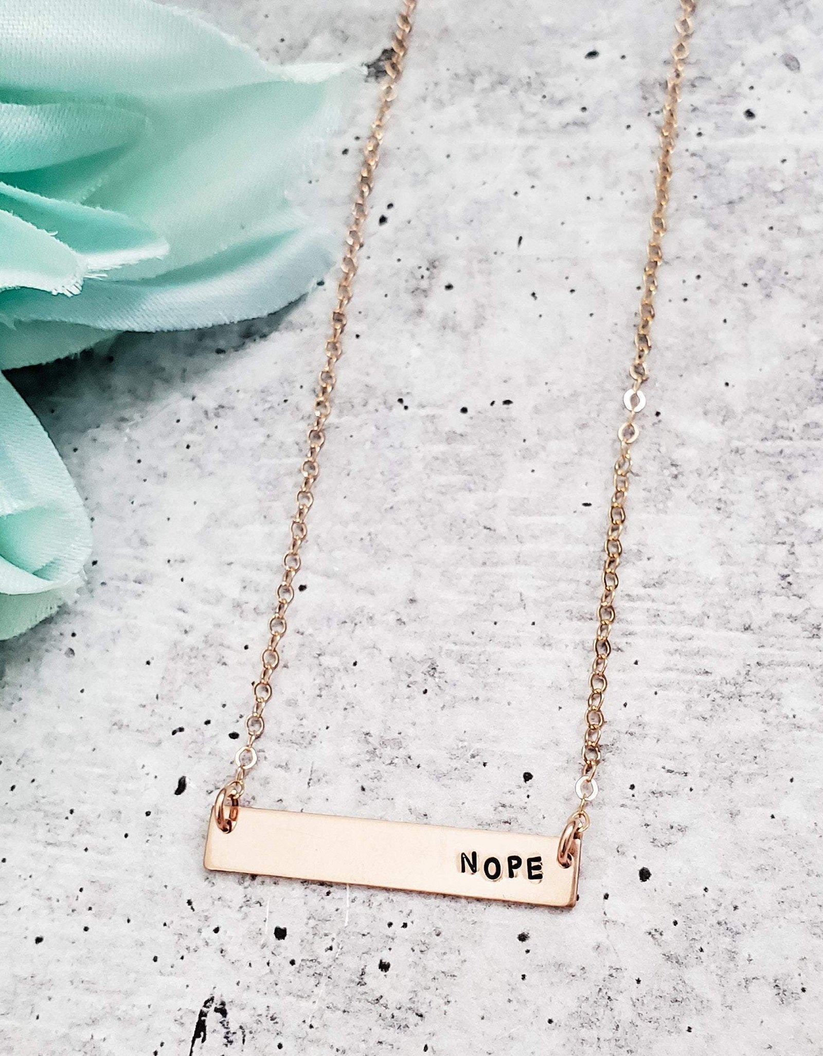 NOPE Bar Necklace by Salt and Sparkle