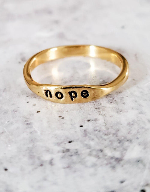 Load image into Gallery viewer, NOPE Dainty Gold Ring by Salt and Sparkle
