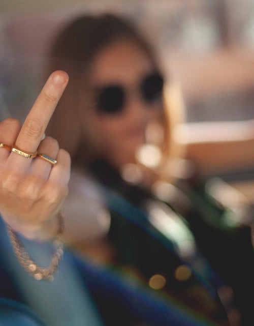 Load image into Gallery viewer, NOPE Gold Plated Flat Top Ring by Salt and Sparkle
