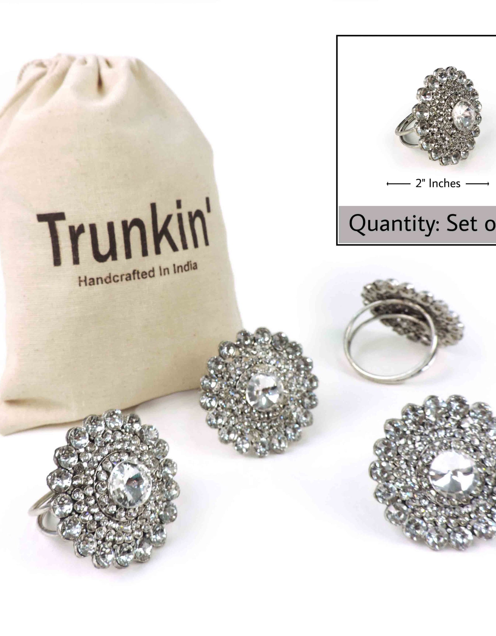 Majestic Napkin Ring in Silver, Set of 4 by Trunkin