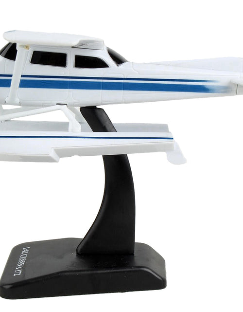 Load image into Gallery viewer, Cessna 172 Skyhawk Aircraft with Floats White with Blue Stripes "Sky Kids" Series 1/42 Plastic Model Airplane by Daron
