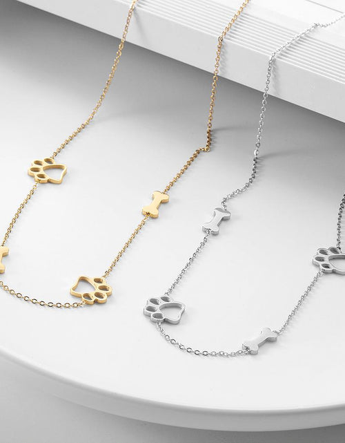 Load image into Gallery viewer, Puppy Paw and Bone Necklace by Furr Baby Gifts
