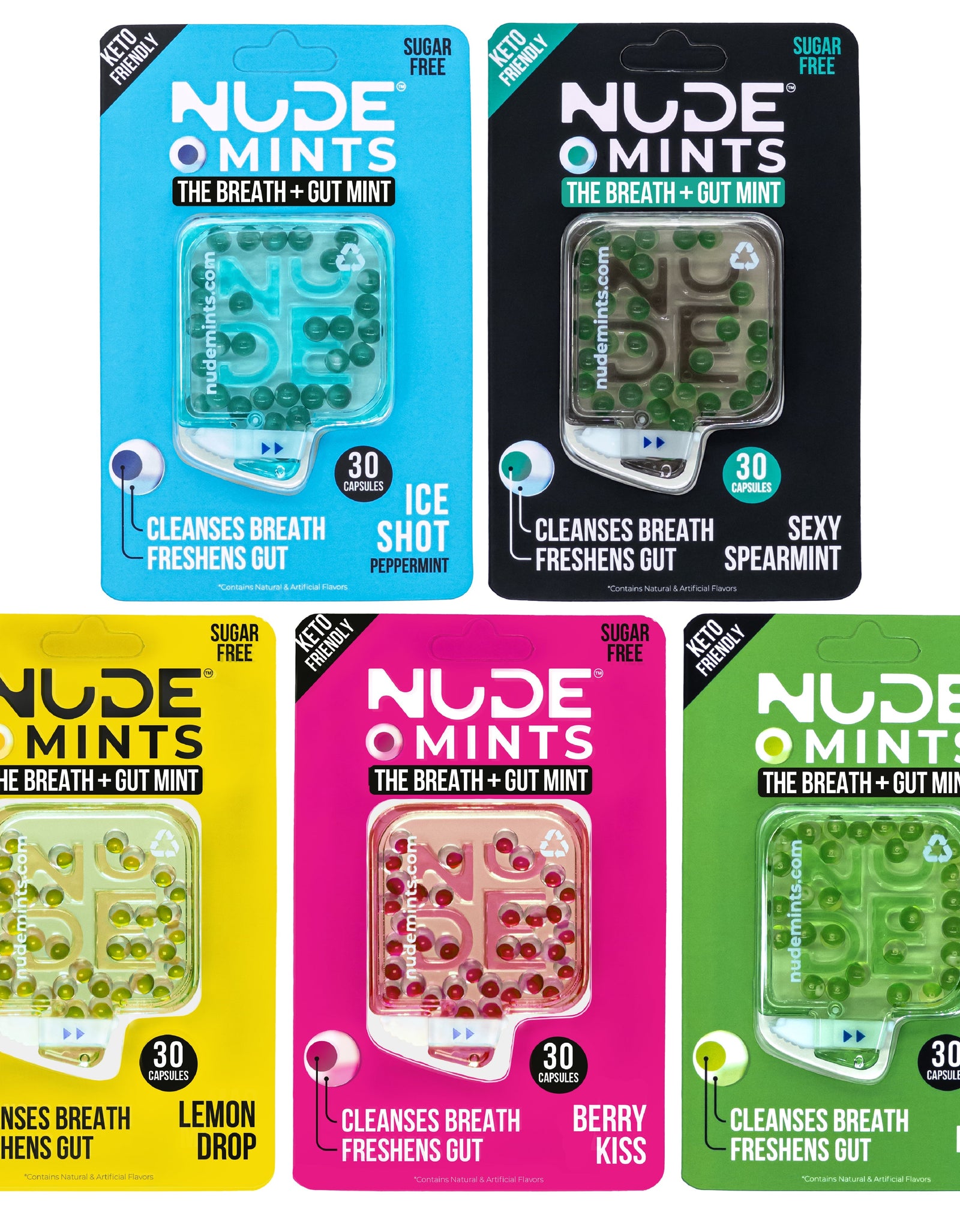 Dual Action Liquid Mint Capsules - Variety Pack (All Flavors) by NUDE MINTS