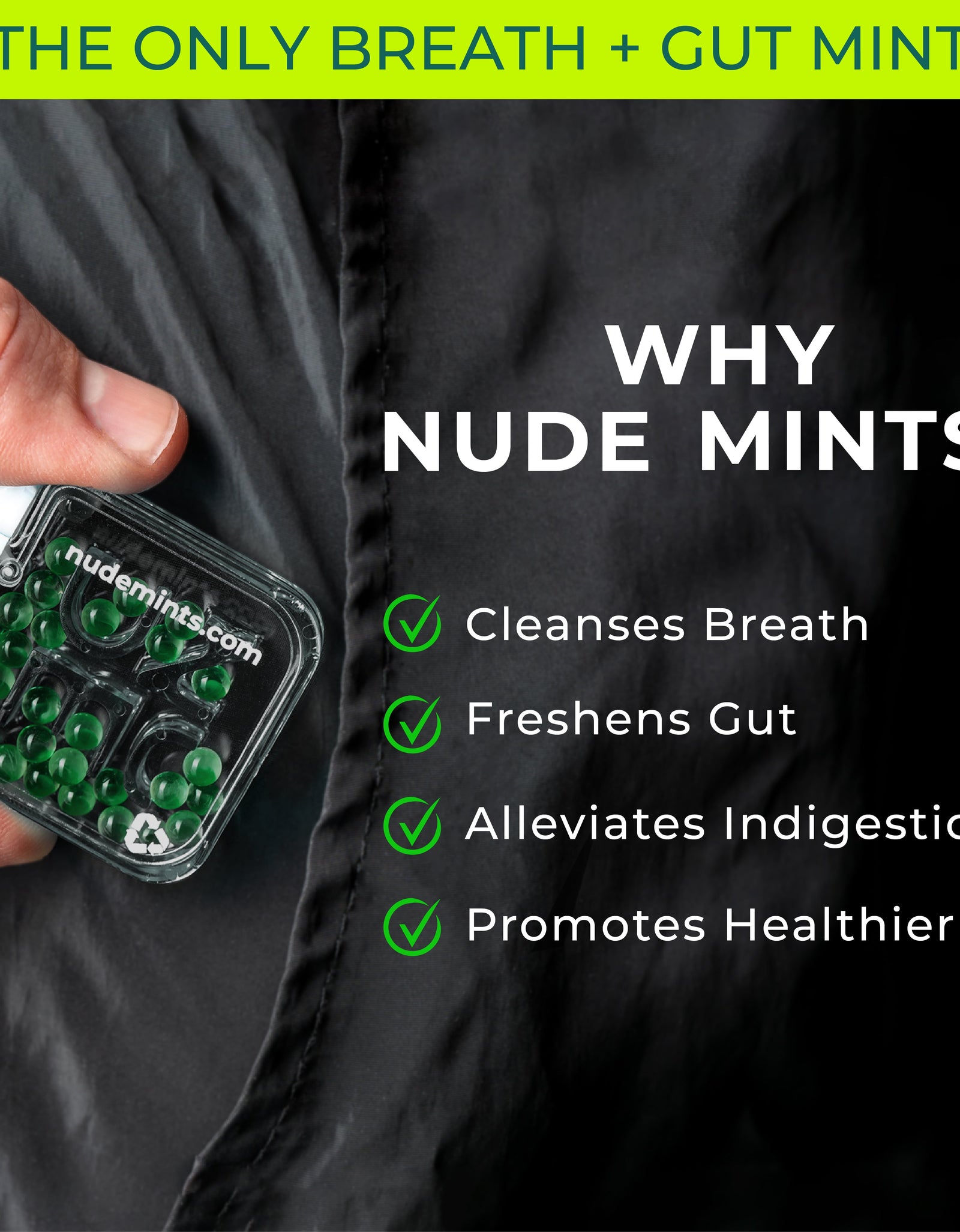 Breath + Gut Mints - Ice Shot (Peppermint Flavor) by NUDE MINTS