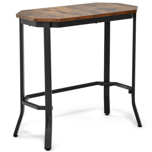 Load image into Gallery viewer, Narrow End Table with Rustic Wood Grain and Stable Steel Frame-Rustic Brown
