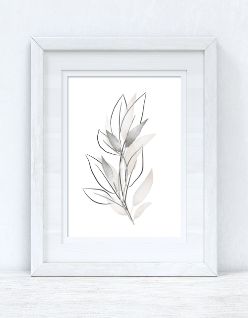 Load image into Gallery viewer, Natural Greys Watercolour Leaves Bedroom Home Wall Decor Print by WinsterCreations™ Official Store

