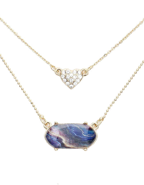 Load image into Gallery viewer, Heart Hexagon Bead Pendant Double Layered Necklace by Madeline Love
