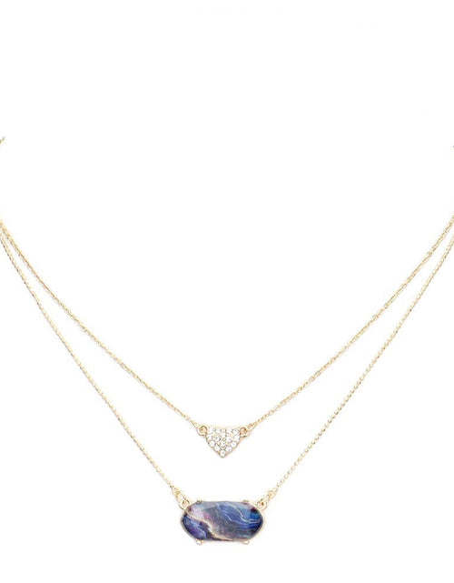 Load image into Gallery viewer, Heart Hexagon Bead Pendant Double Layered Necklace by Madeline Love
