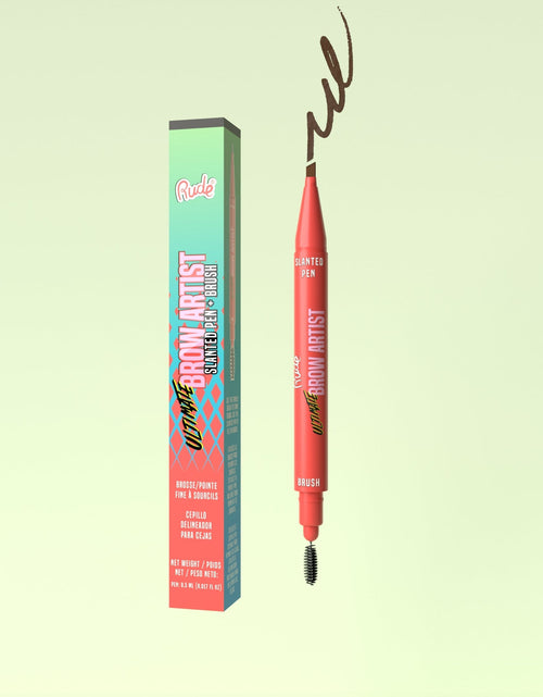Load image into Gallery viewer, RUDE Ultimate Brow Artist - Slanted Pen and Brush - Neutral Brown
