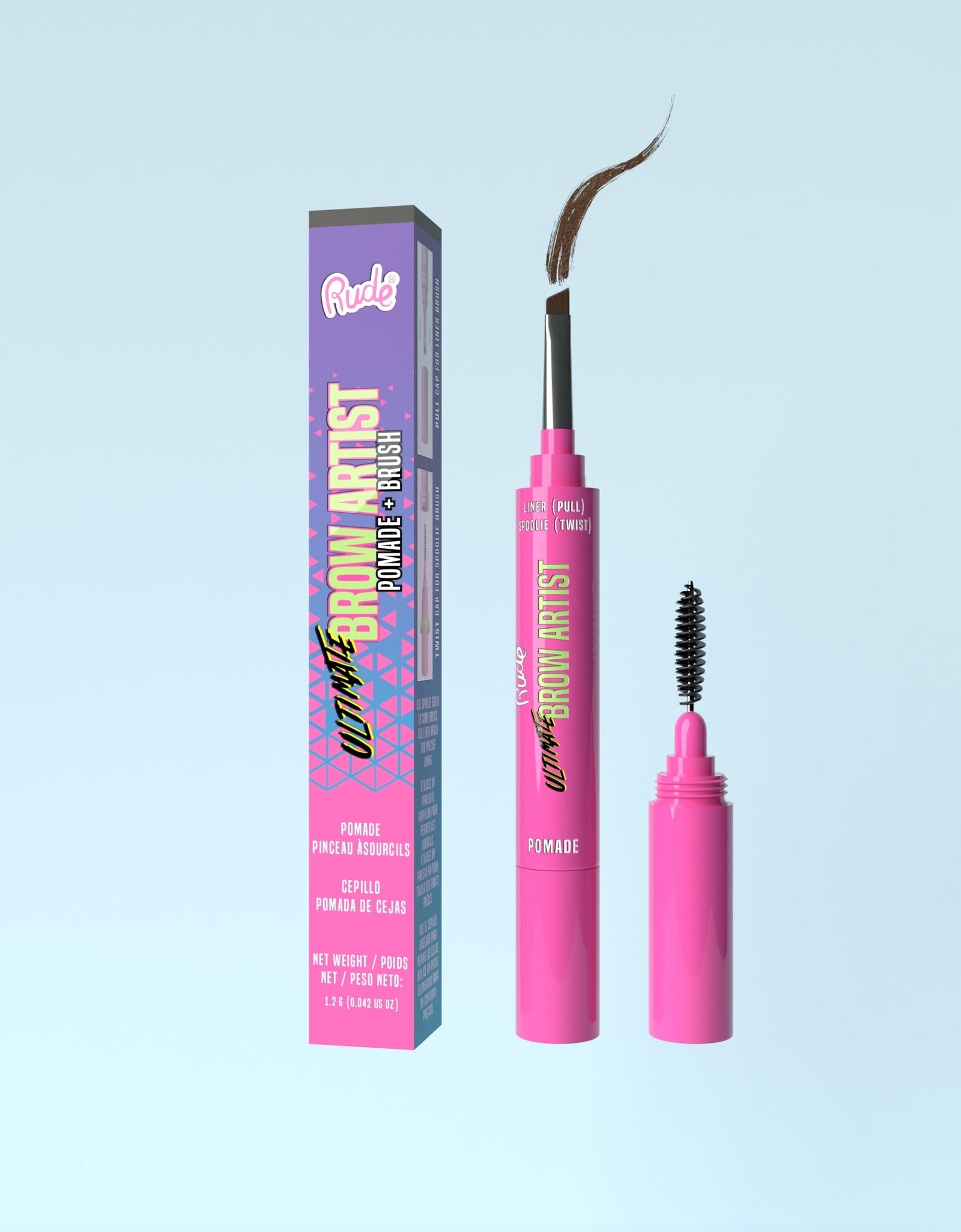 RUDE Ultimate Brow Artist Pomade and Brush - Neutral Brown